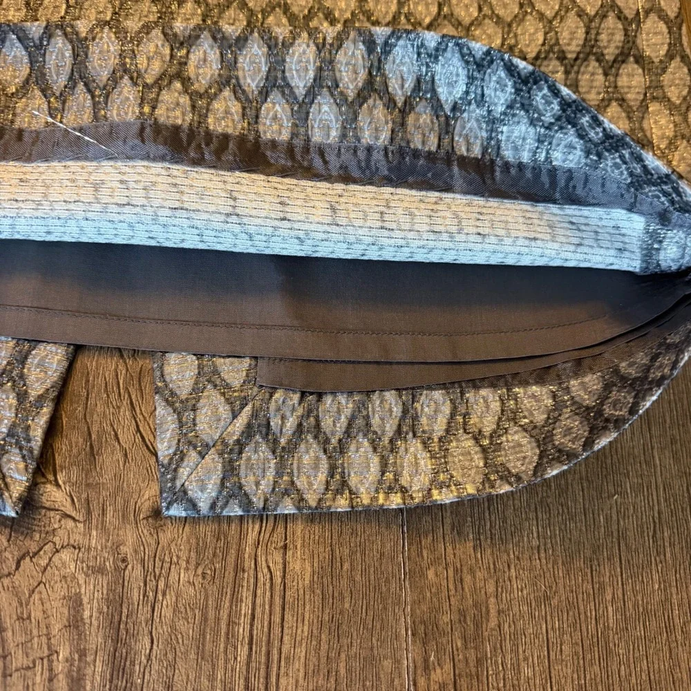 J.Crew Pencil Skirt Women 4 Silver Wool Silk Metallic Jacquard Style Luxury